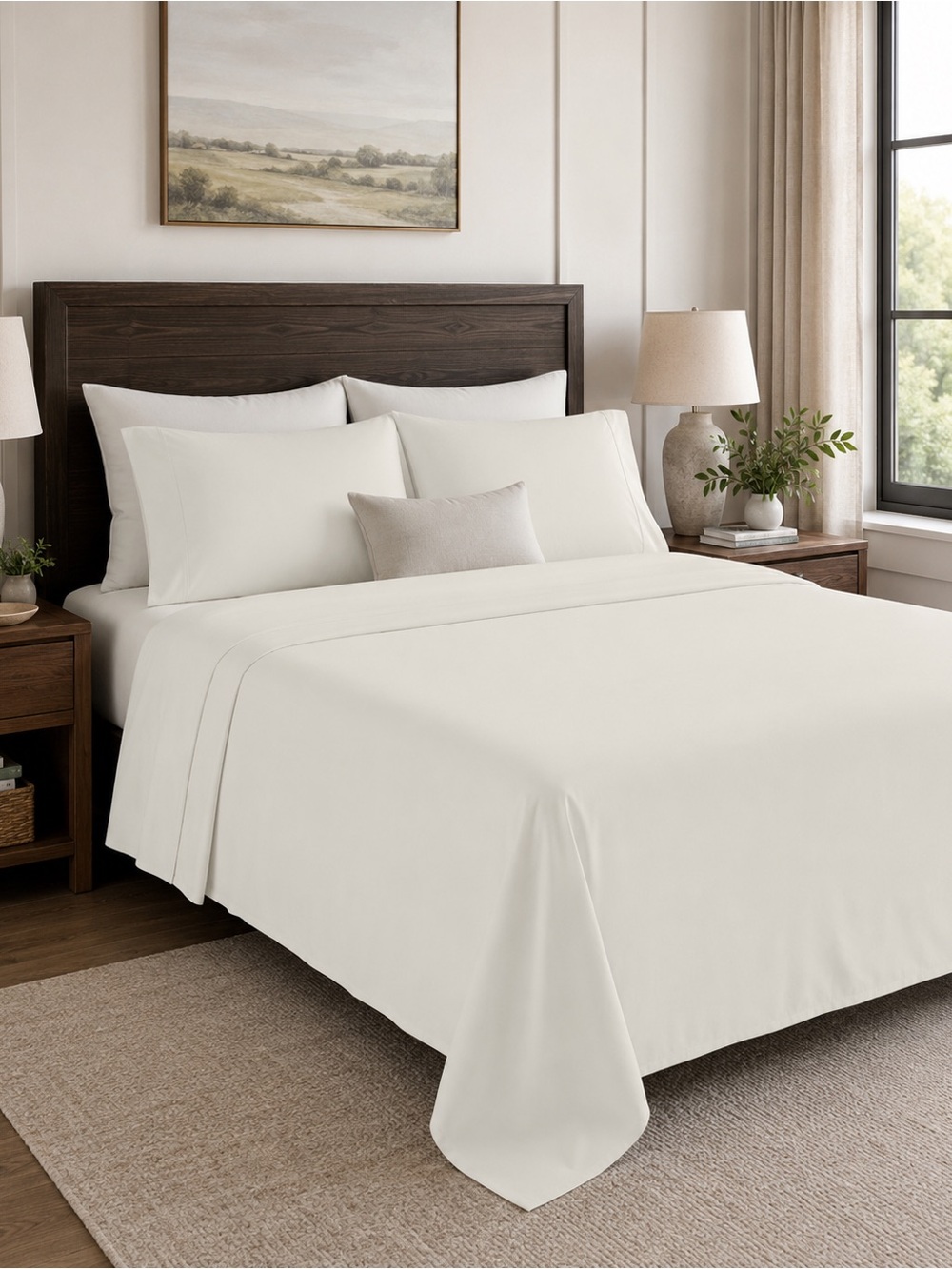 Color Sense 800 Thread Count Full Sheet Set Ivory - Picture 3 of 7